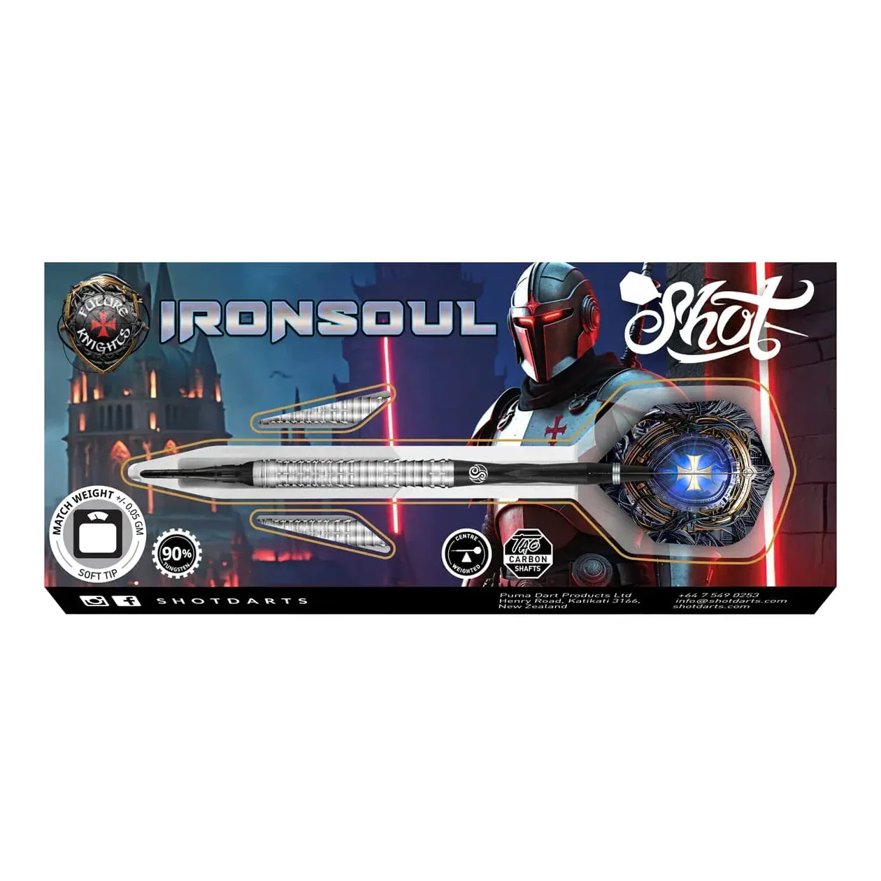 Shot Future Knights Ironsoul Steel Tip Dart Set - 90% Tungsten - 23g - Image 5