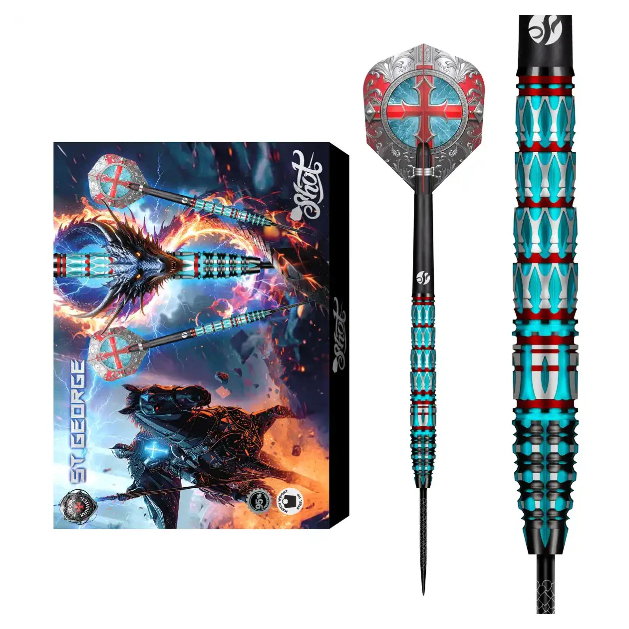 Shot Future Knights St George 95% Tungsten Steel Tip Darts - 23g - Image 4