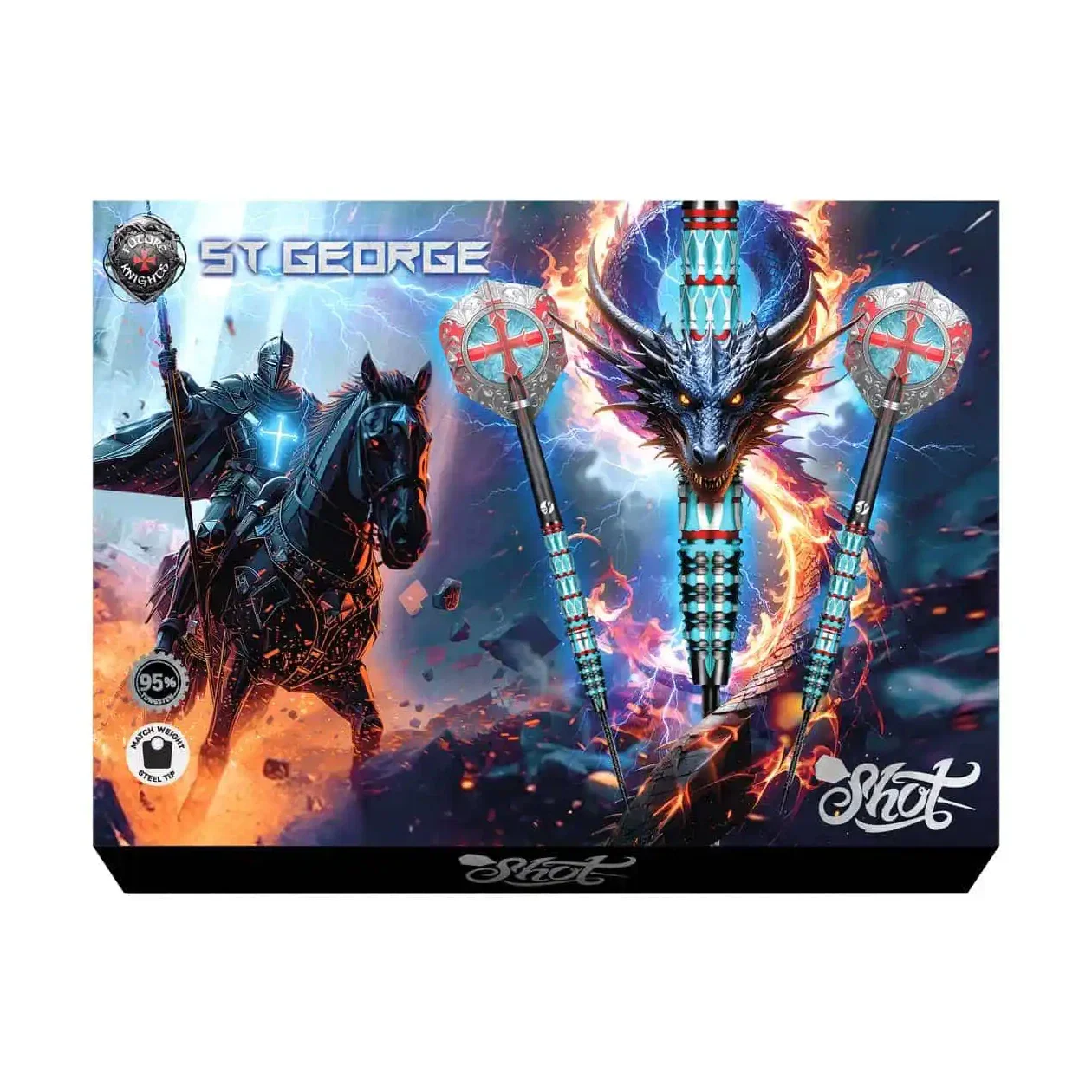 Shot Future Knights St George 95% Tungsten Steel Tip Darts - 23g - Image 6