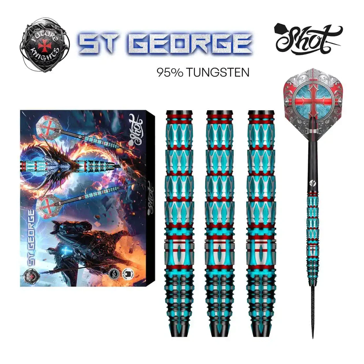 Shot Future Knights St George 95% Tungsten Steel Tip Darts - 23g - Image 8