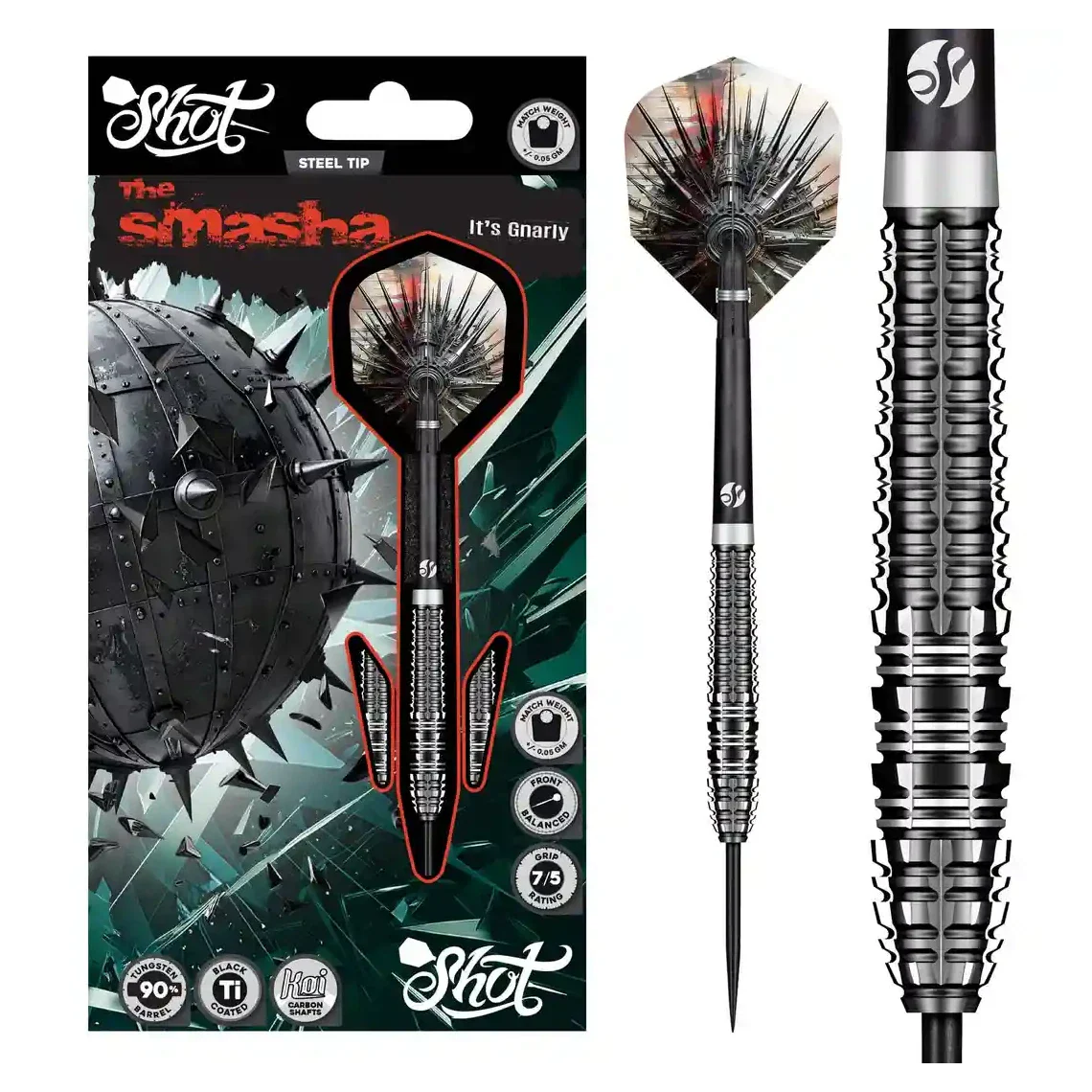 Shot Gnarly Smasha Steel Tip Darts 90% Tungsten Barrels - 23g - Image 5