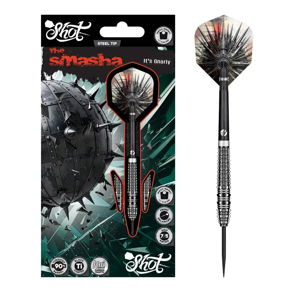 Shot Gnarly Smasha Steel Tip Darts 90% Tungsten Barrels - 23g - Image 6