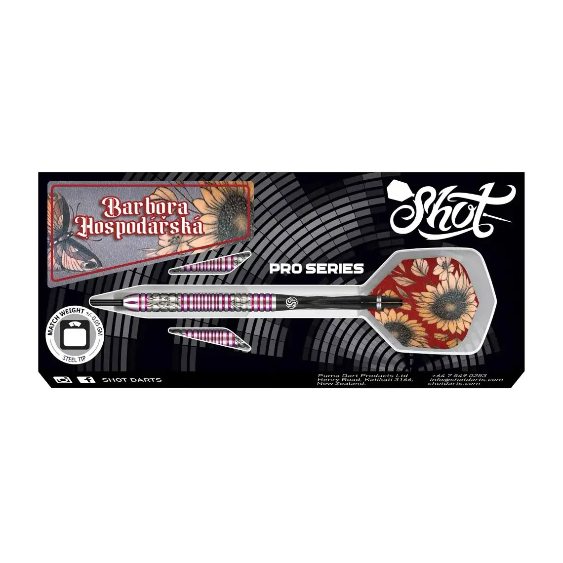 Shot Pro Series Barbora Hospodarska 2.0 Steel Tip Dart Set 90% Tungsten Barrels - 23g - Image 6