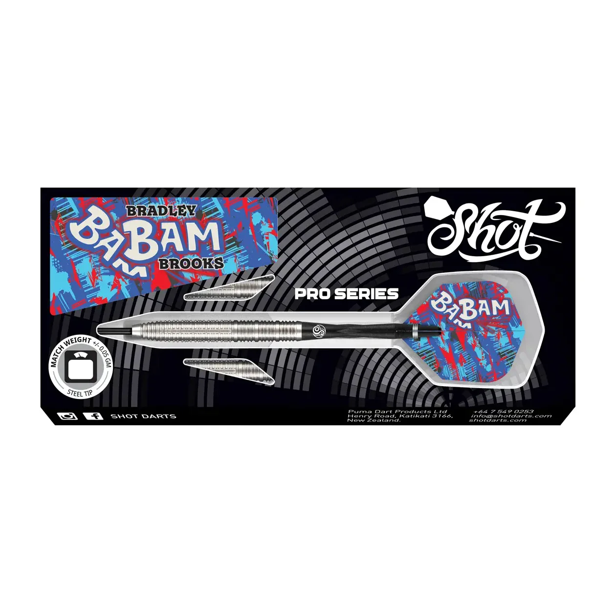 Shot Pro Series Bradley Brooks Gen 2 Steel Tip Dart Set 90% Tungsten Barrels - 23g - Image 5