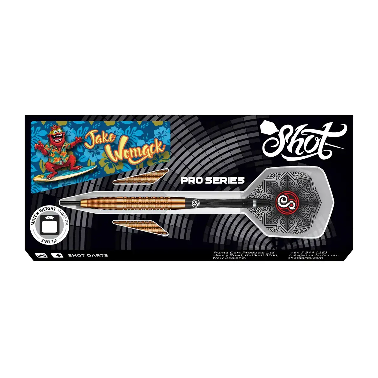 Shot Pro Series Jake Womack Steel Tip Dart Set 90% Tungsten Barrels 23g - Image 6