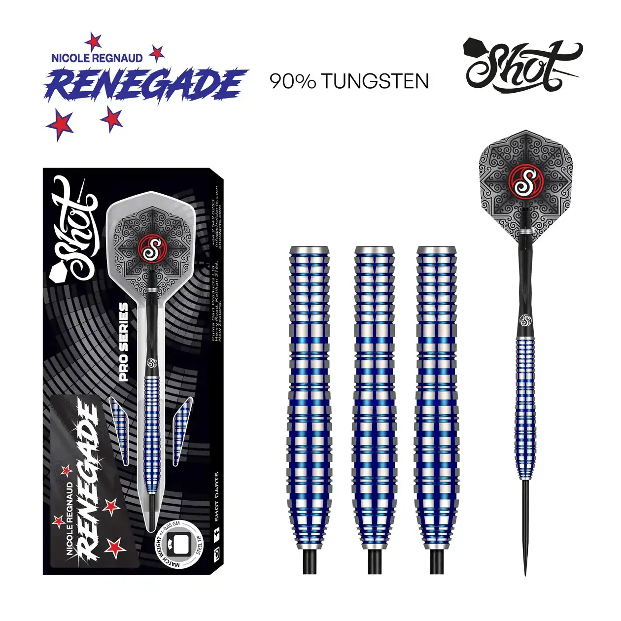 Shot Pro Series Nicole Regnaud Steel Tip Dart Set 90% Tungsten Barrels - 23g - Image 5