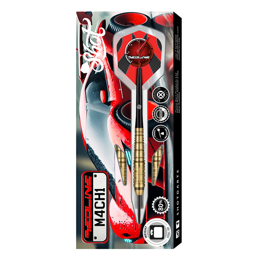 Shot Redline M4CH1 Steel Tip Darts 80% Tungsten Steel Barrels 26g - Image 3