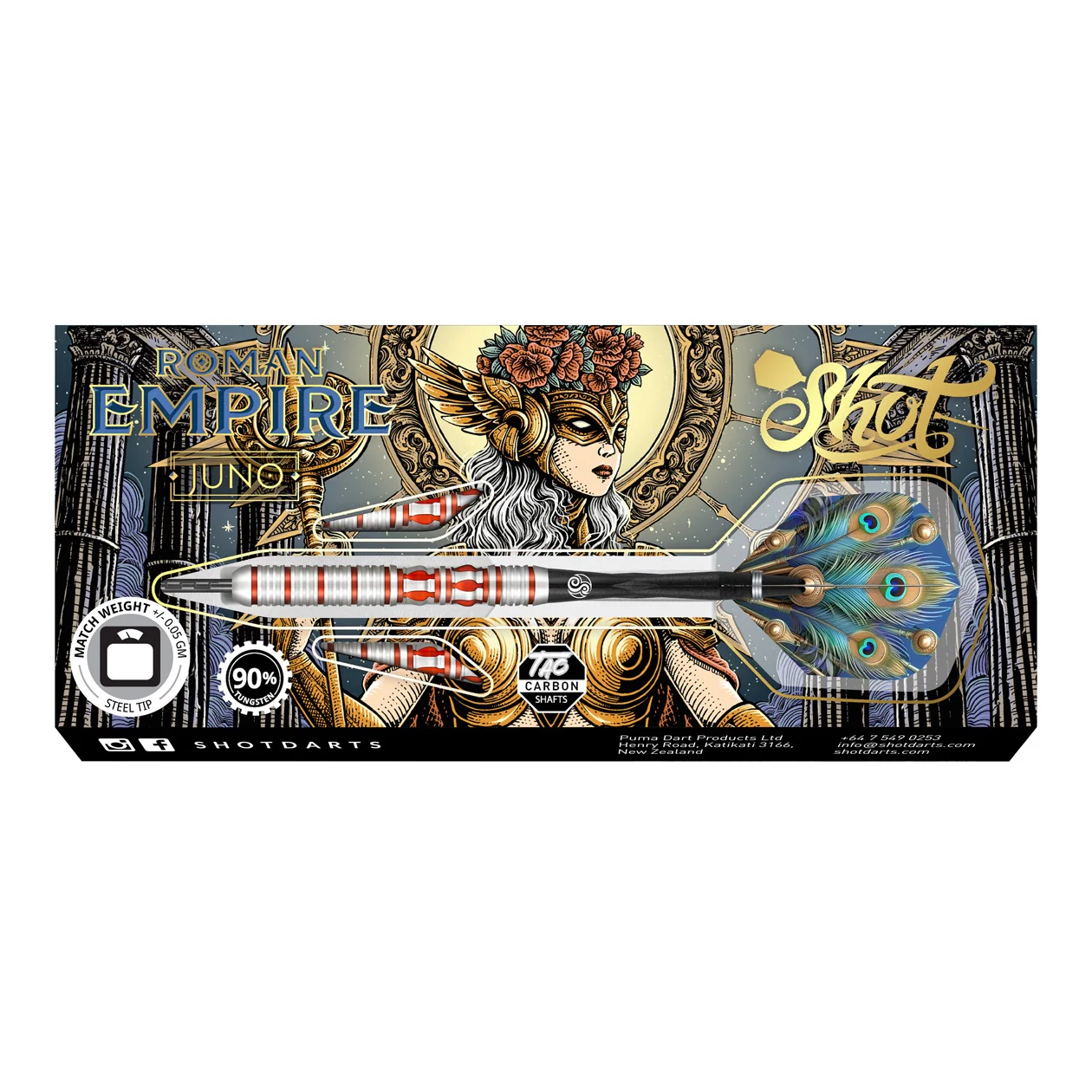 Shot Roman Empire Juno Steel Tip Dart Set – 90% Tungsten Barrels 23g - Image 5