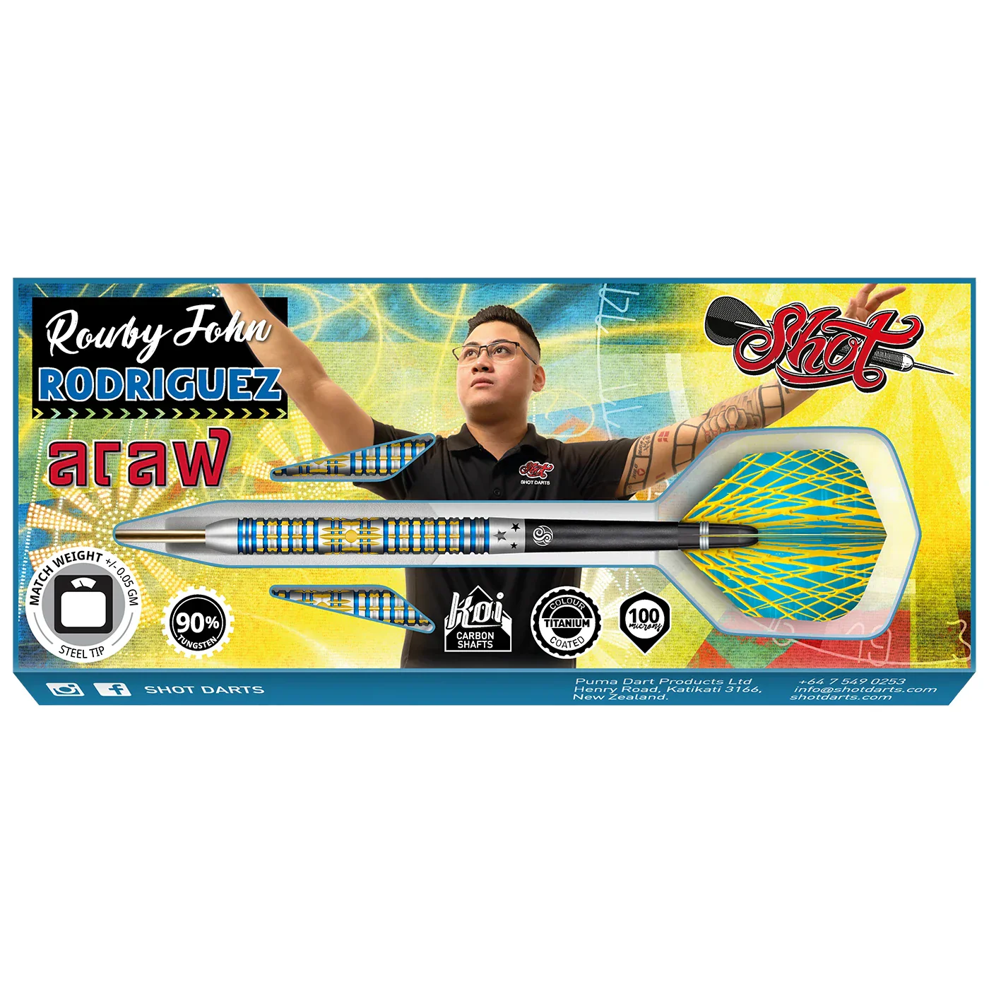 Shot Rowby-John Rodriguez Araw 26g 90% Tungsten Steel Tip Darts - Image 2