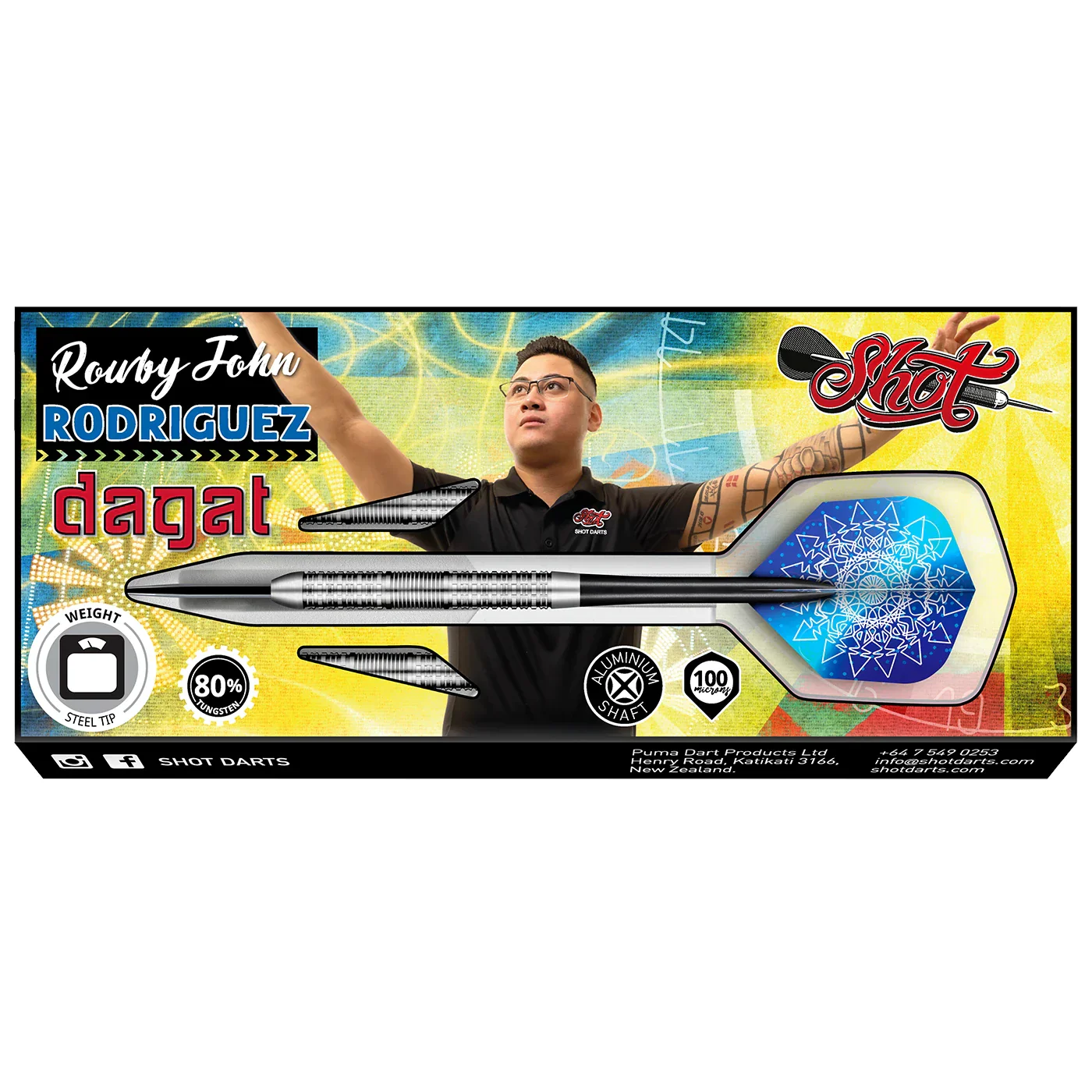 Shot Rowby-John Rodriguez Dagat 21g 80% Tungsten Steel Tip Darts - Image 2