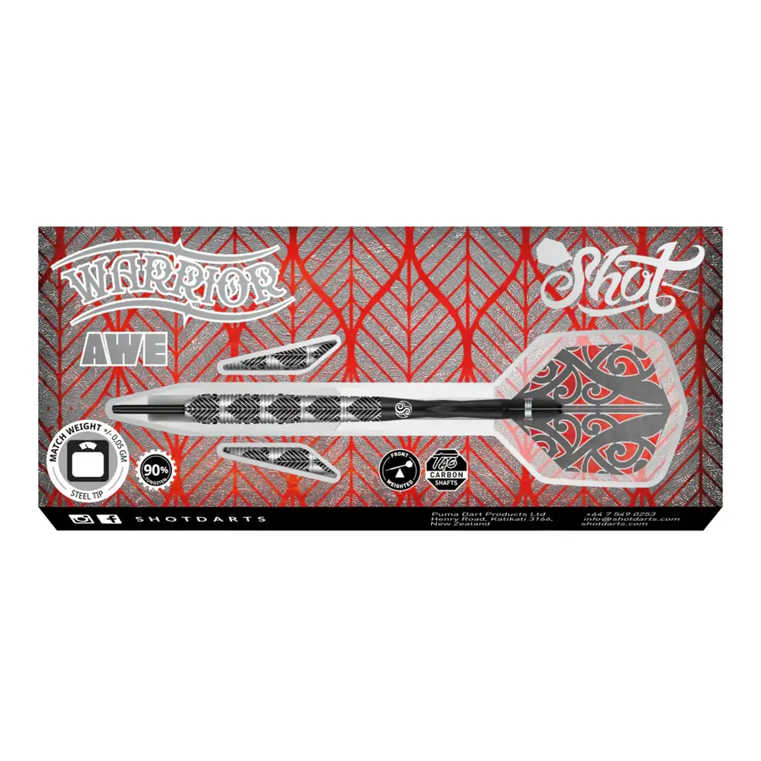 Shot Warrior Awe Steel Tip Dart Set - 90% Tungsten Barrels 22g - Image 4