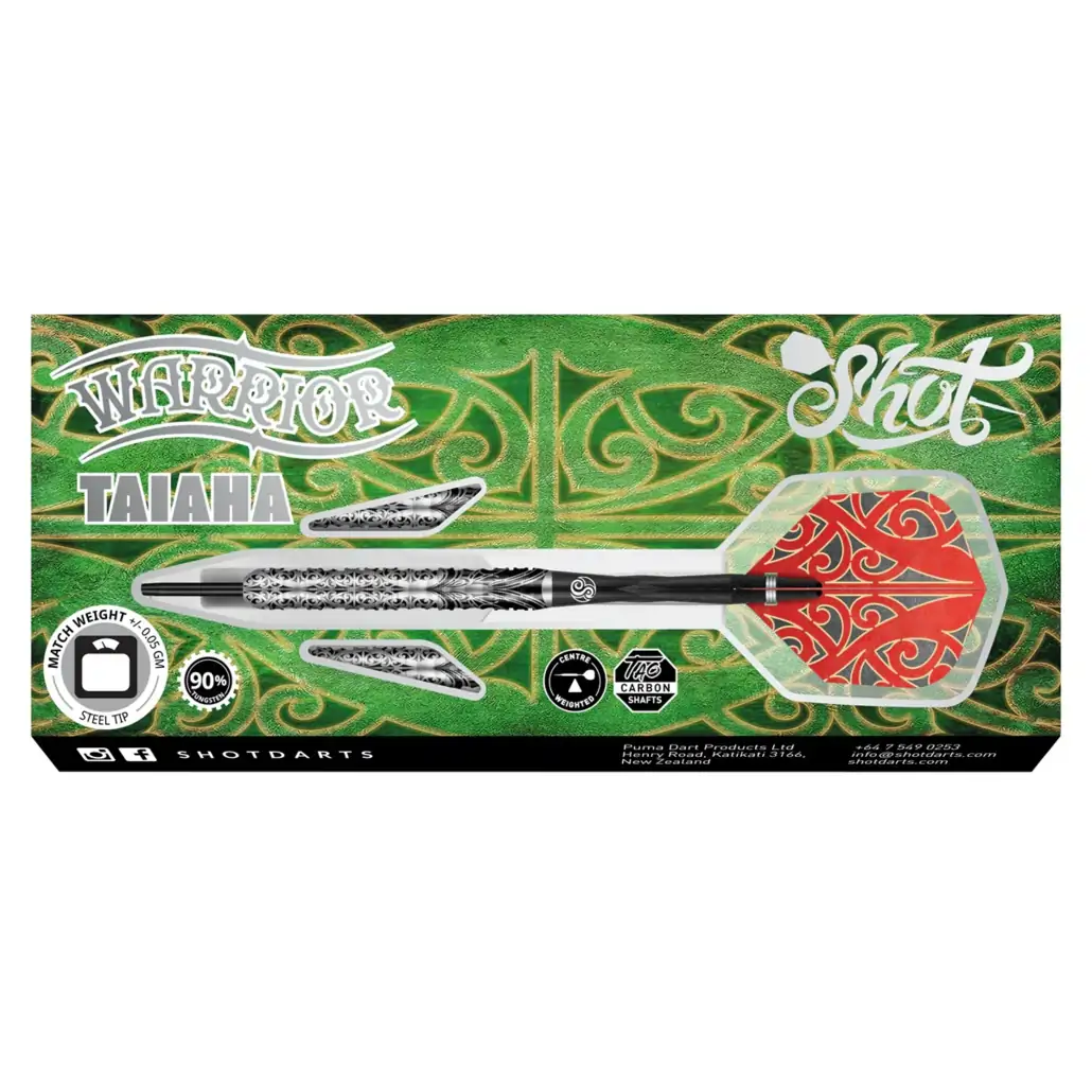 Shot Warrior Taiaha Steel Tip Dart Set - 90% Tungsten Barrels 23g - Image 4