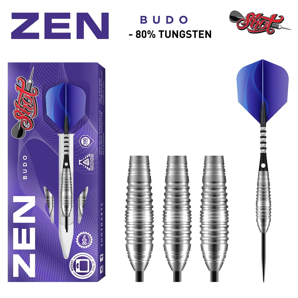 Shot Zen Budo 24g 80% Tungsten Steel Tip Darts - Image 2