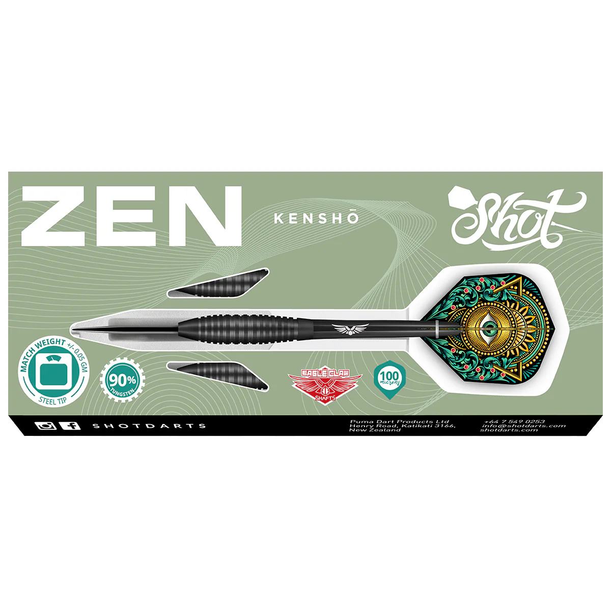 Shot Zen Kensho 26gm 90% Tungsten Steel Tip Darts  - Image 2