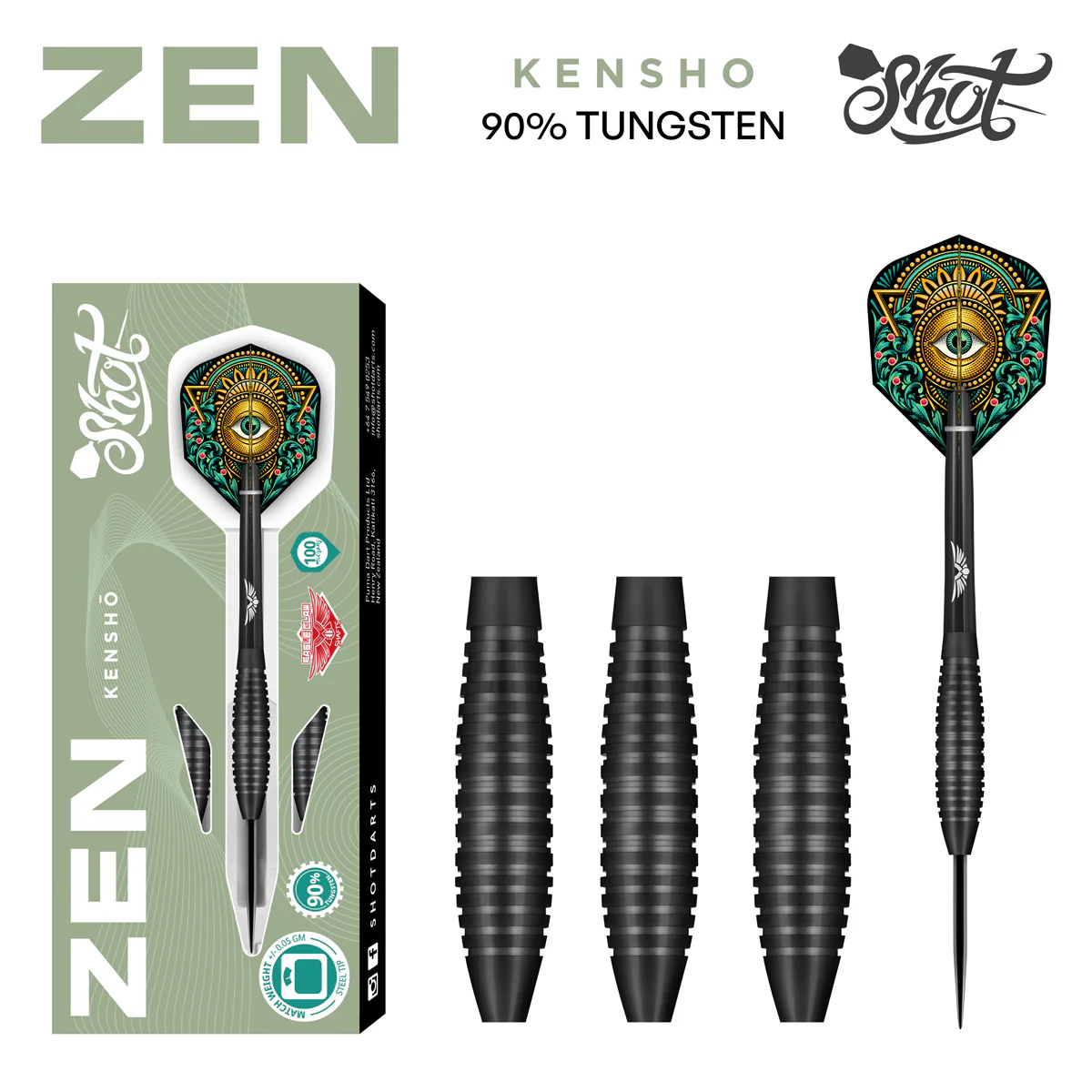 Shot Zen Kensho 28gm 90% Tungsten Steel Tip Darts  - Image 3