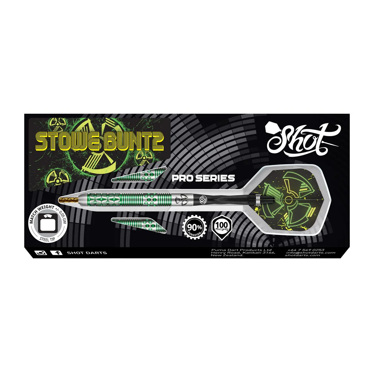 Shot Stowe Buntz 2.0 Steel Tip Dart Set 90% Tungsten Barrels 23g - Image 5