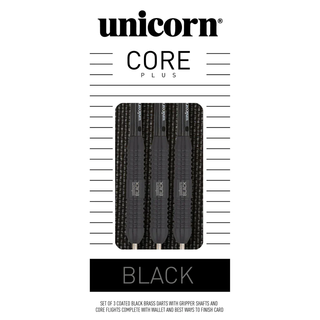Unicorn Core Plus Black 22g Steel Tip Darts - Image 2