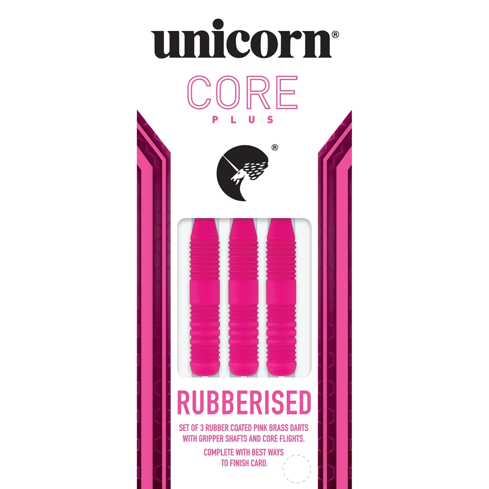 Unicorn Core Plus Rubberised Pink 26g Darts - Image 2