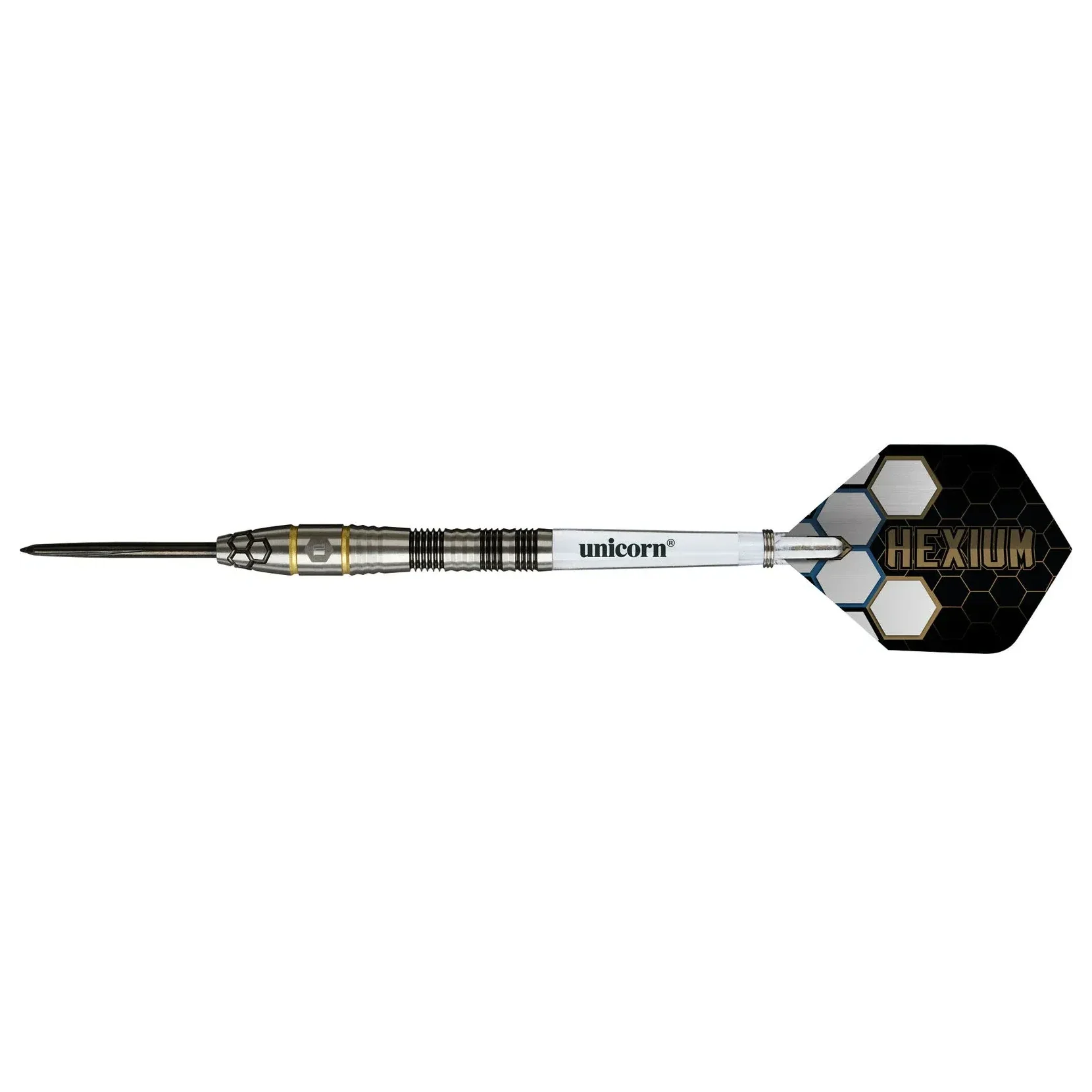 Unicorn Hexium 1 Black & Gold 90% Tungsten Steel Tip Darts 22g