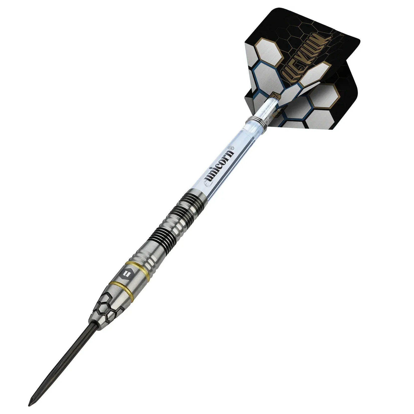Unicorn Hexium 1 Black & Gold 90% Tungsten Steel Tip Darts 22g - Image 2