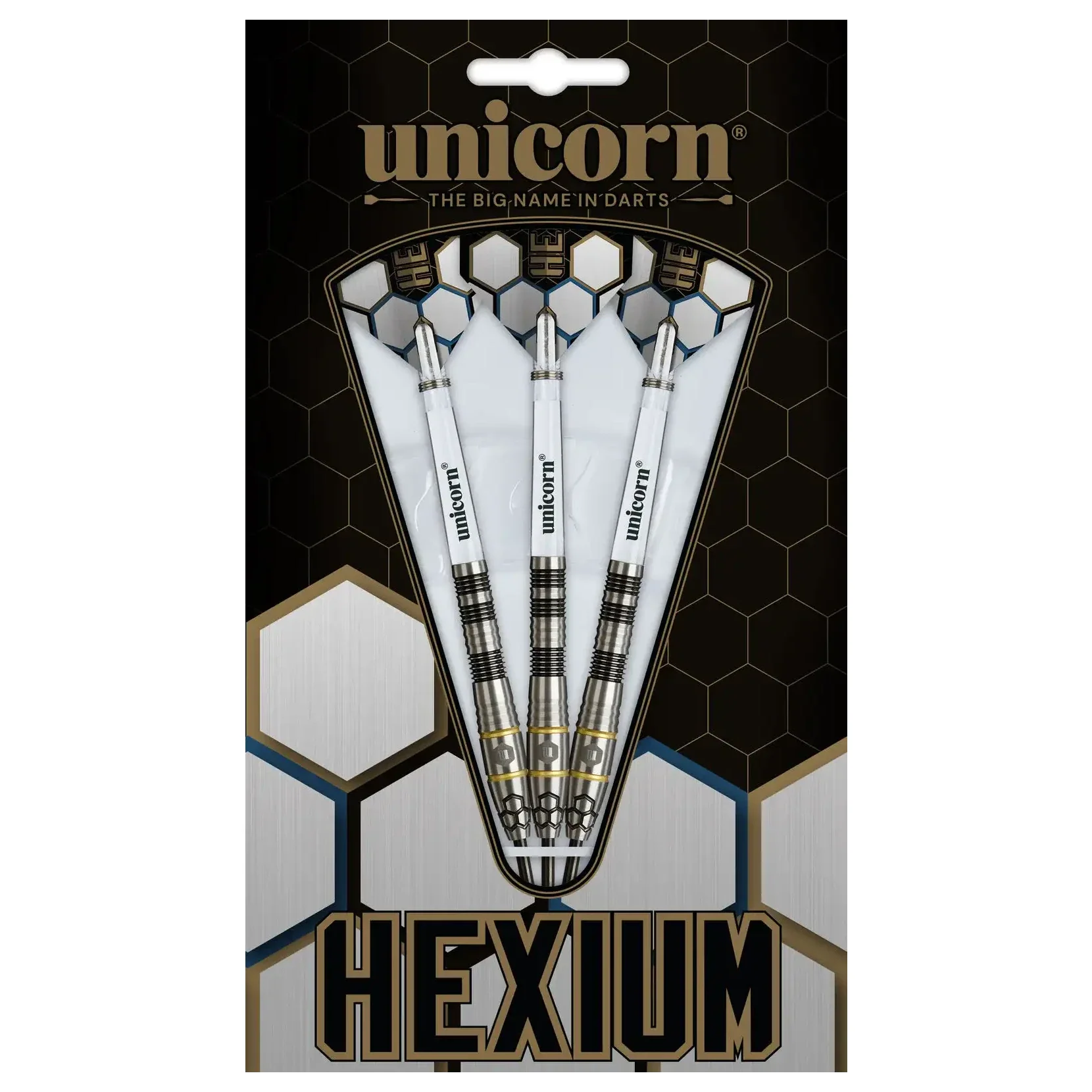 Unicorn Hexium 1 Black & Gold 90% Tungsten Steel Tip Darts 22g - Image 6