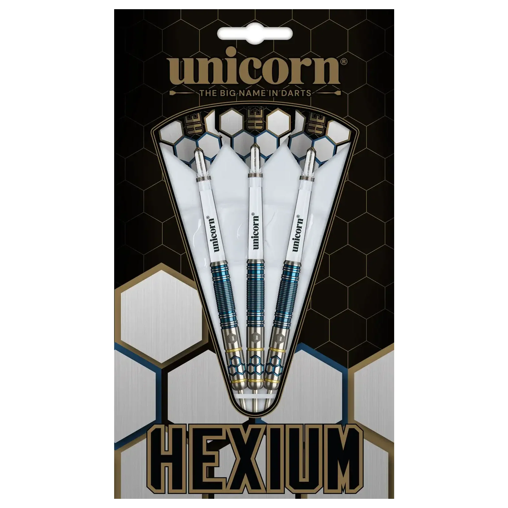 Unicorn Hexium 2 Blue & Gold 90% Tungsten Steel Tip Darts 23g - Image 6