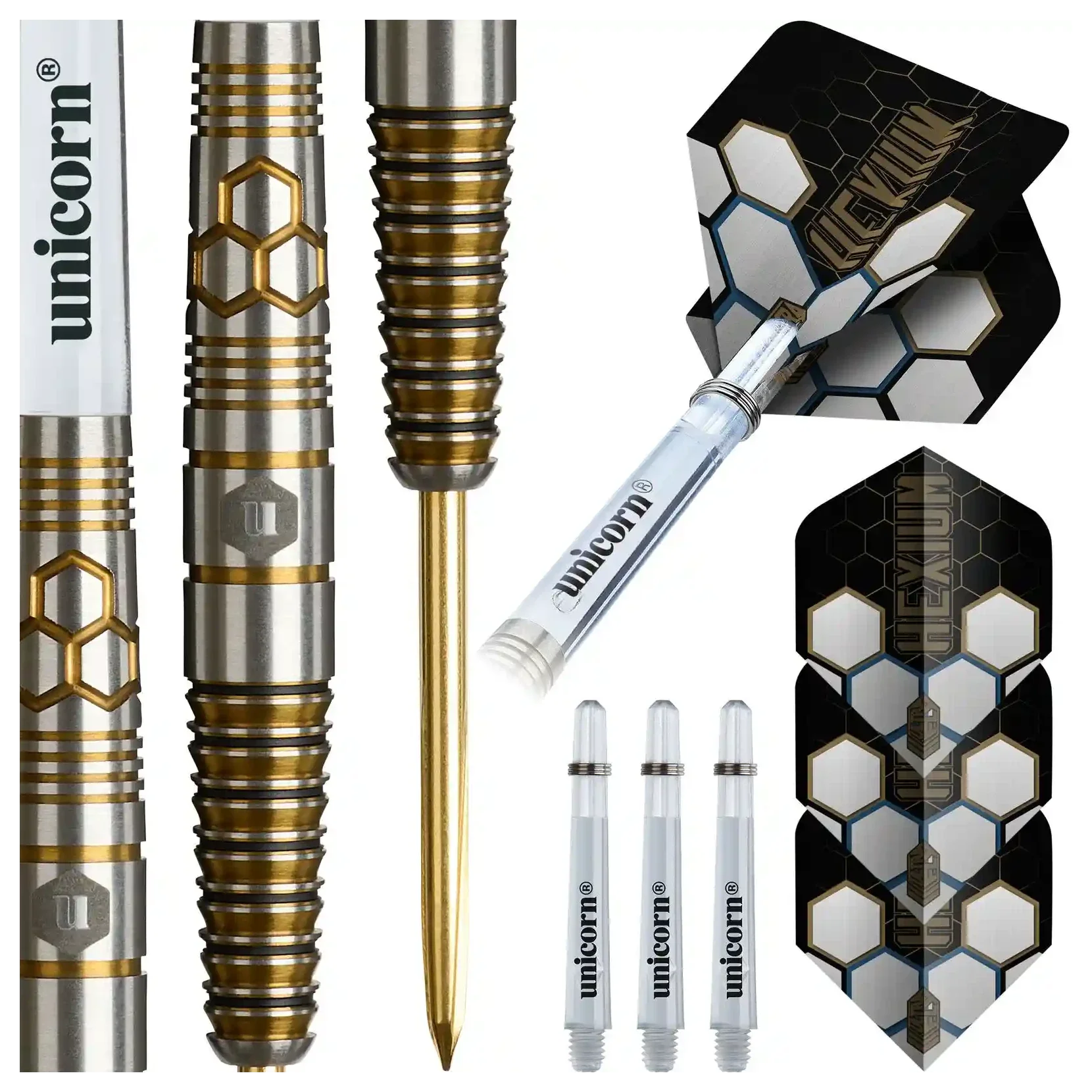 Unicorn Hexium 3 Gold & Black 90% Tungsten Steel Tip Darts 24g - Image 5