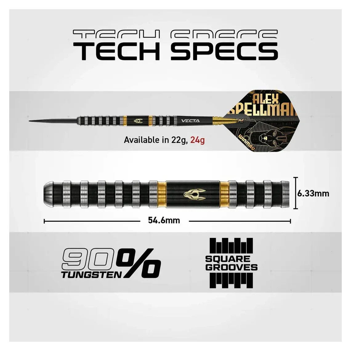 Winmau Alex Spellman Signature Series 1 | 90% Tungsten 24g Darts - Image 8