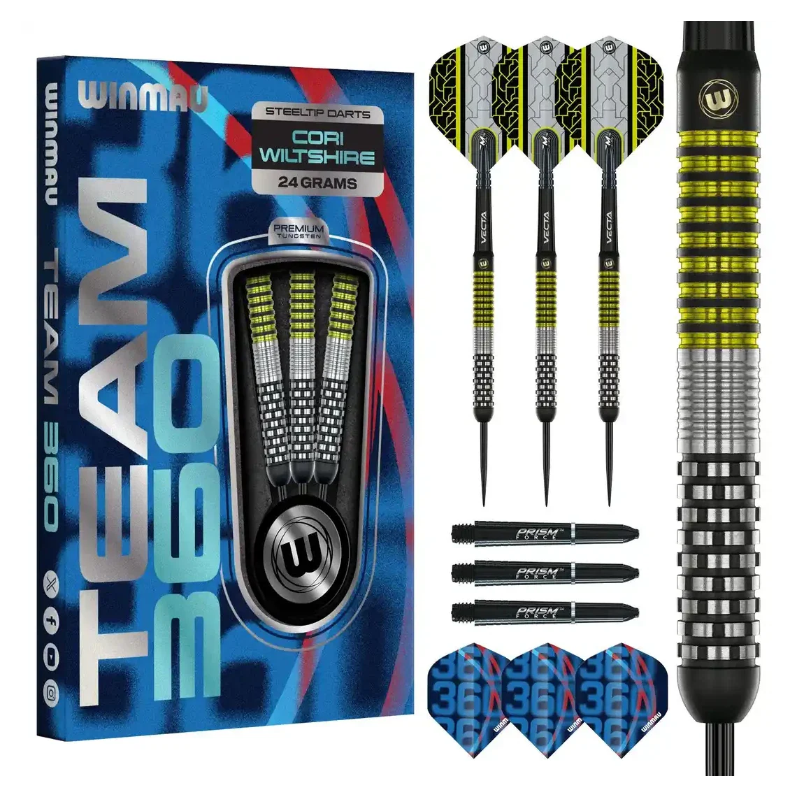 Winmau Cori Wiltshire Team 360 90% Tungsten Steel Tip Darts | 24g - Image 8