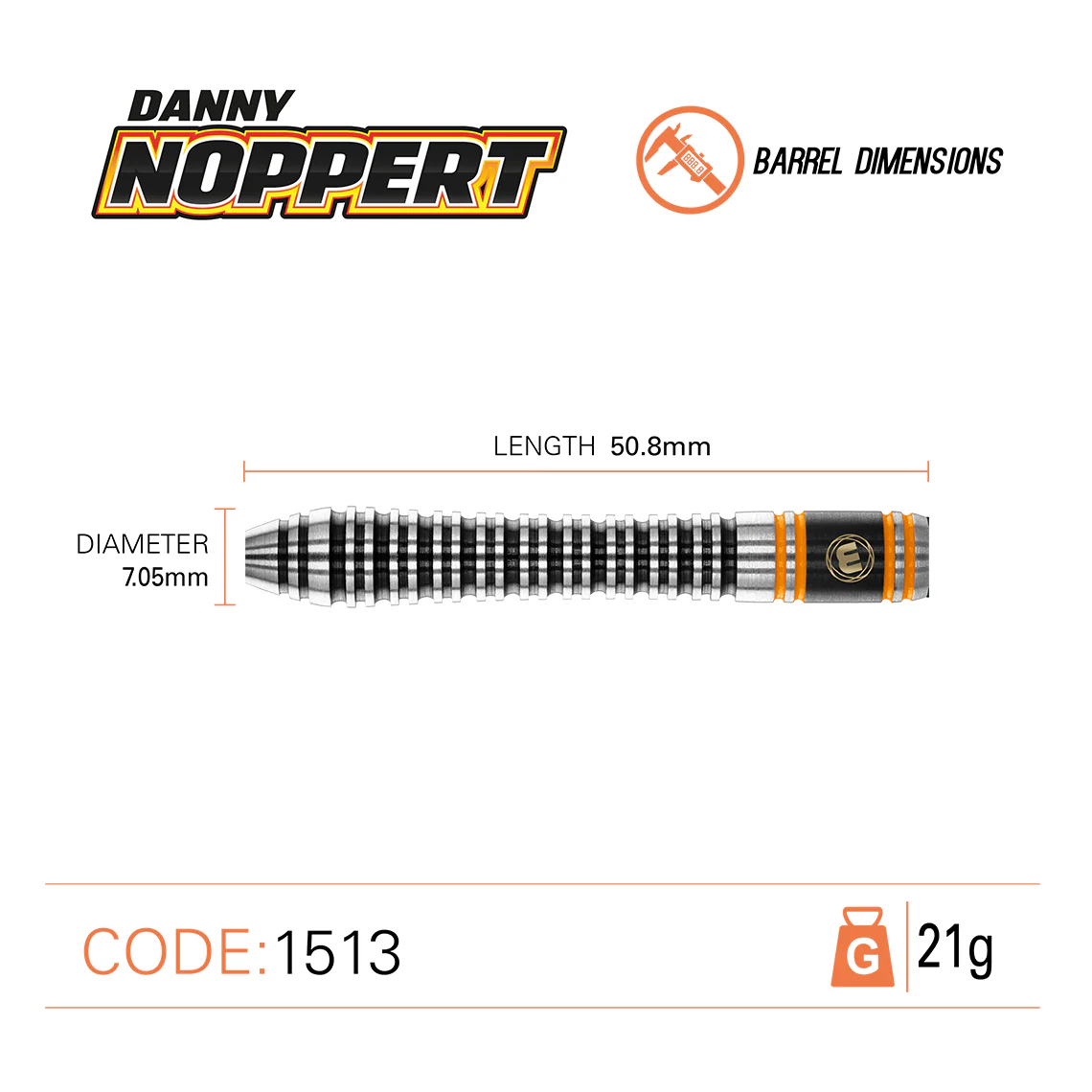 Winmau Danny Noppert Signature Edition 2.0 90% Tungsten Steel Tip Darts 21g - Image 3