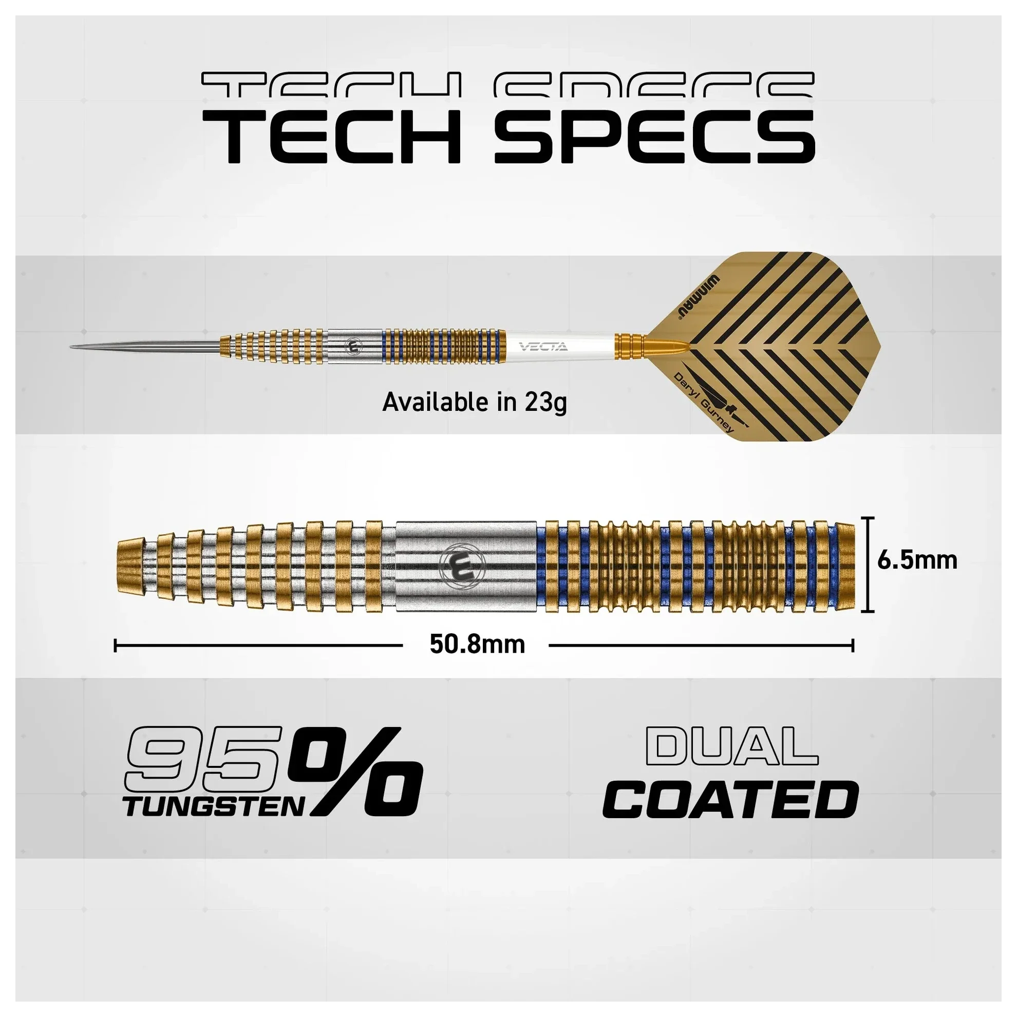 Winmau Daryl Gurney Signature Edition 95% Tungsten Steel Tip Darts - 23g - Image 3