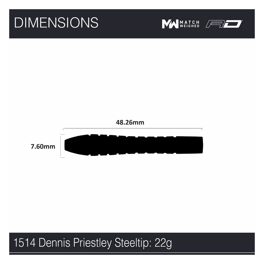 Winmau Dennis Priestley Diamond 3-Zero Steel Tip Darts 22g - Image 4