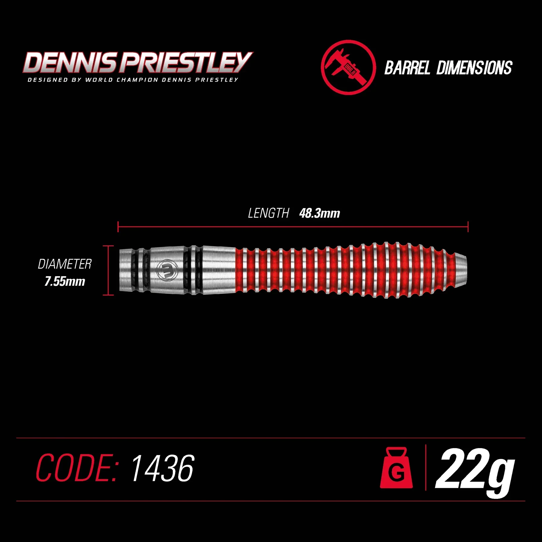 Winmau Dennis Priestley SE 24g Darts - Image 2