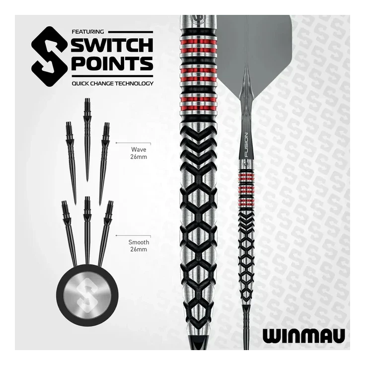 Winmau Fornax Tapered 90% Tungsten Steel Tip Darts - 21g - Image 3