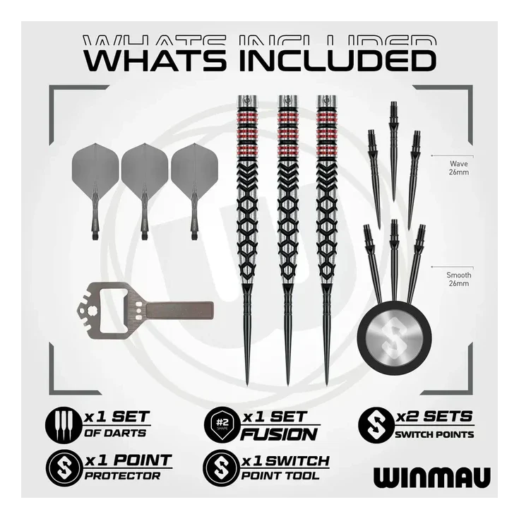 Winmau Fornax Tapered 90% Tungsten Steel Tip Darts - 21g - Image 4