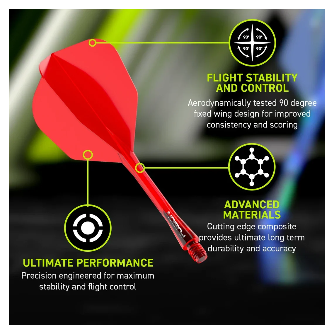 Winmau Fusion Integrated Flight & Shaft #6 - Red - Image 7