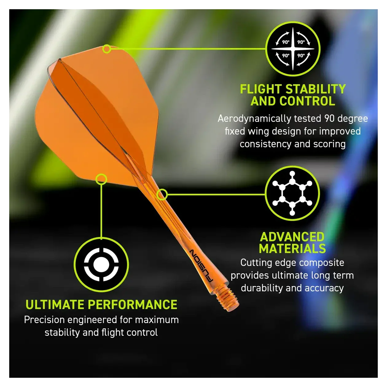 Winmau Fusion Integrated Flight & Shaft #6 Transparent Orange - Image 4