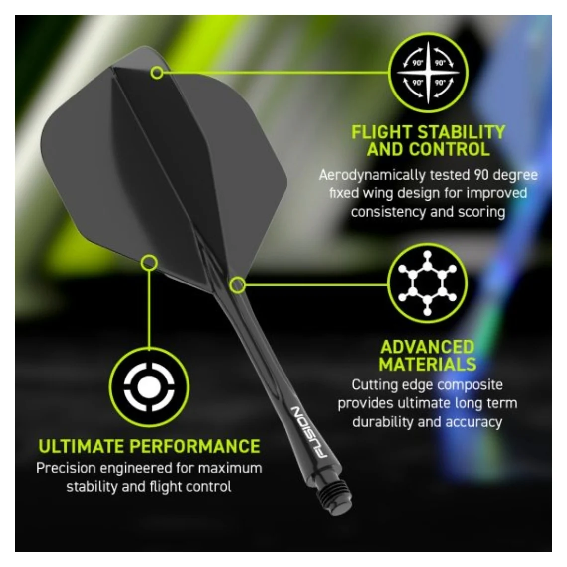 Winmau Fusion Integrated Flight & Shaft #6 - Black - Image 4