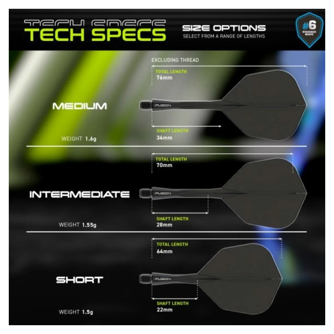 Winmau Fusion Integrated Flight & Shaft #6 - Black - Image 5