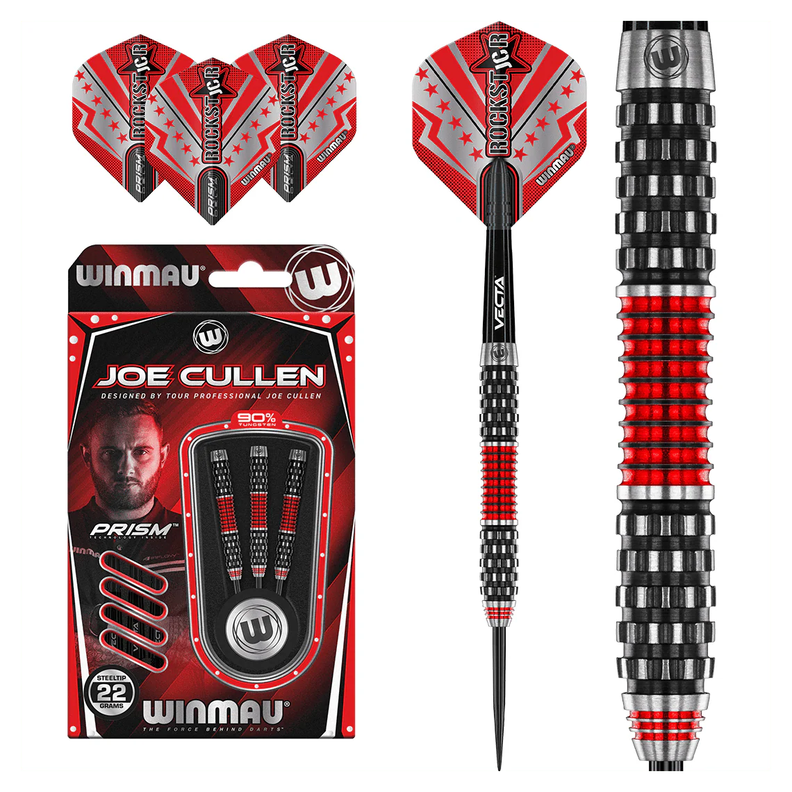 Winmau Joe Cullen ROCKSTAR RS1.0 90% Tungsten Steel Tip Darts 22g - Image 3