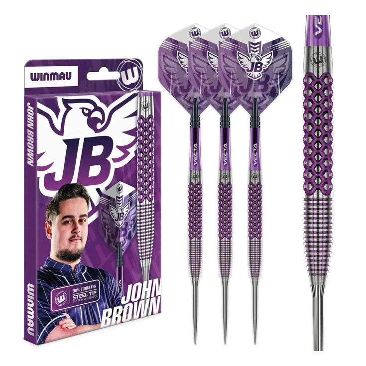 Winmau John Brown Signature Edition 90% Tungsten Steel Tip Darts - 22g - Image 7