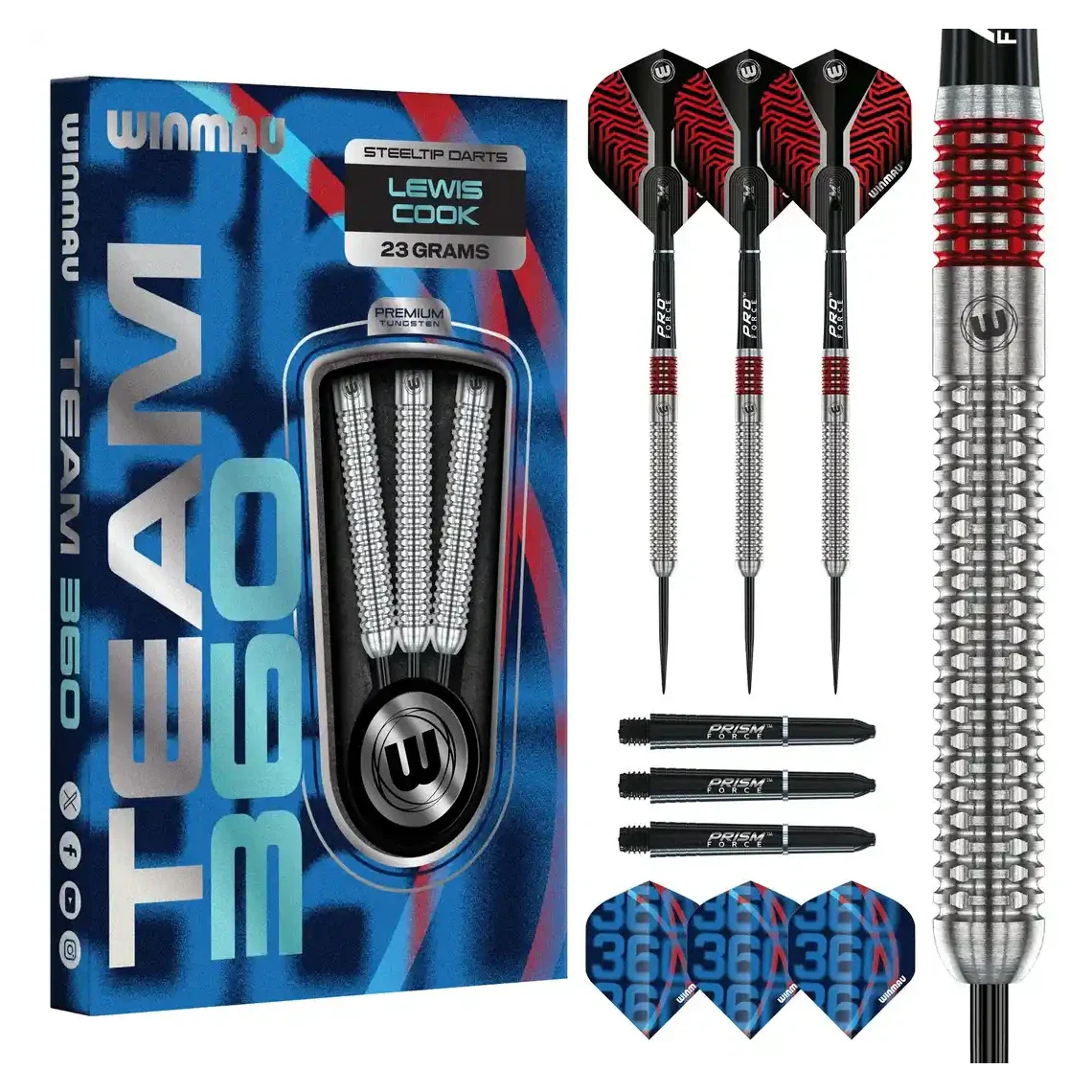 Winmau Lewis Cook Team 360 90% Tungsten Steel Tip Darts | 23g - Image 7