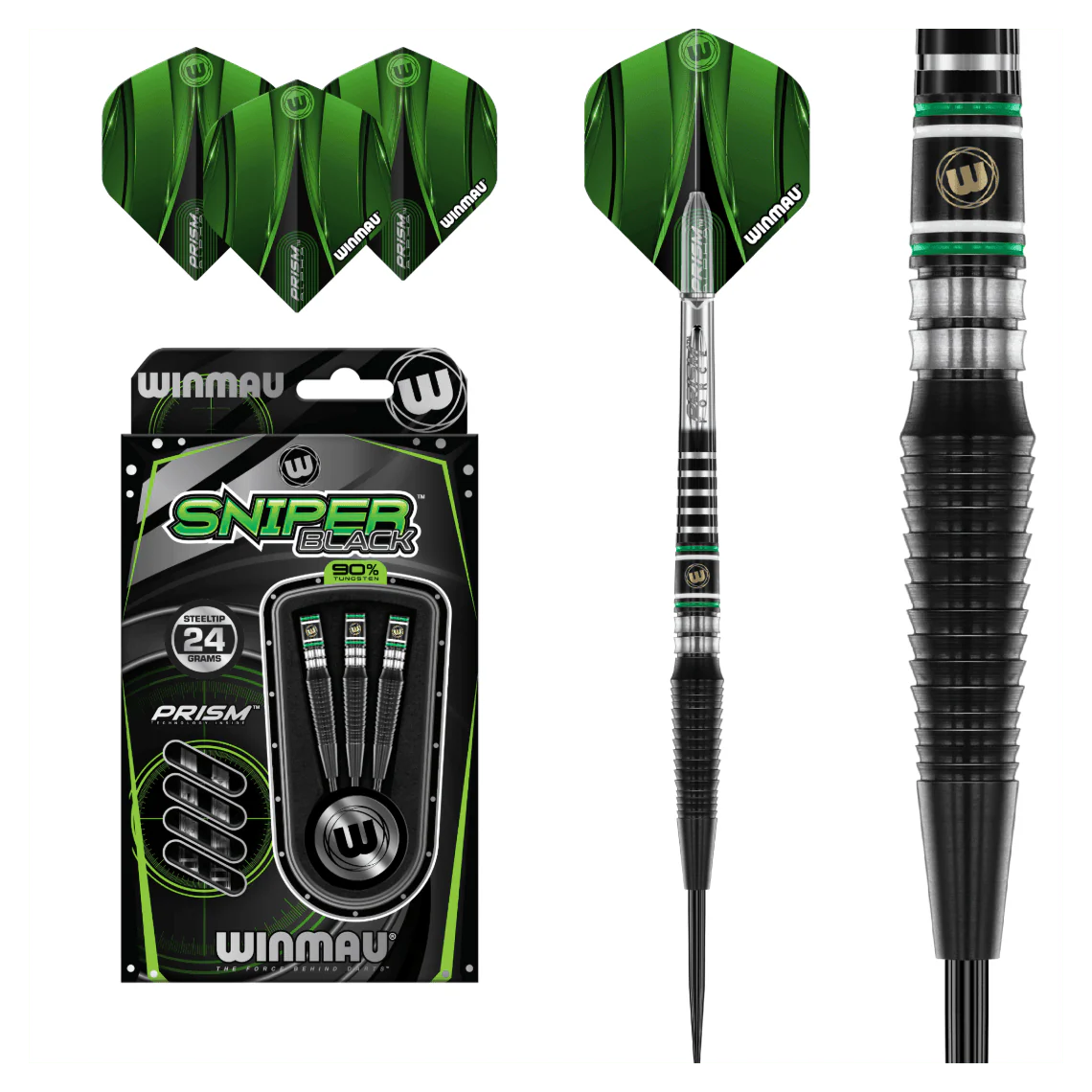 Winmau Sniper Black 90% Tungsten Steel Tip Darts 24g - Image 5